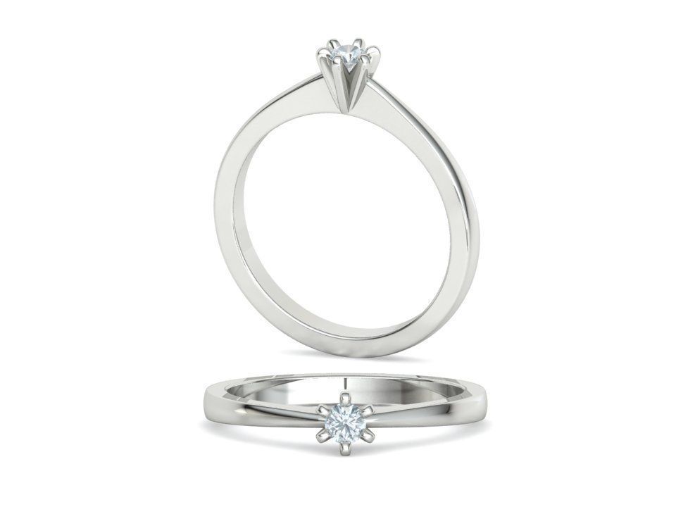 Six-Prong Petite Engagement ring with 3mm Stone 3dmodel 3D print model_4