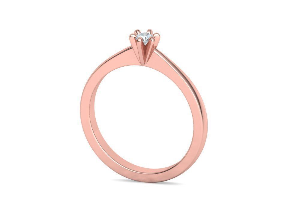 Six-Prong Petite Engagement ring with 3mm Stone 3dmodel 3D print model_19