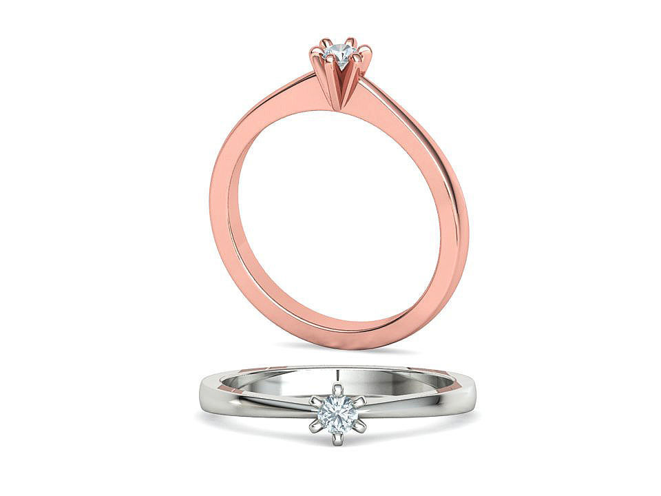 Six-Prong Petite Engagement ring with 3mm Stone 3dmodel 3D print model_1
