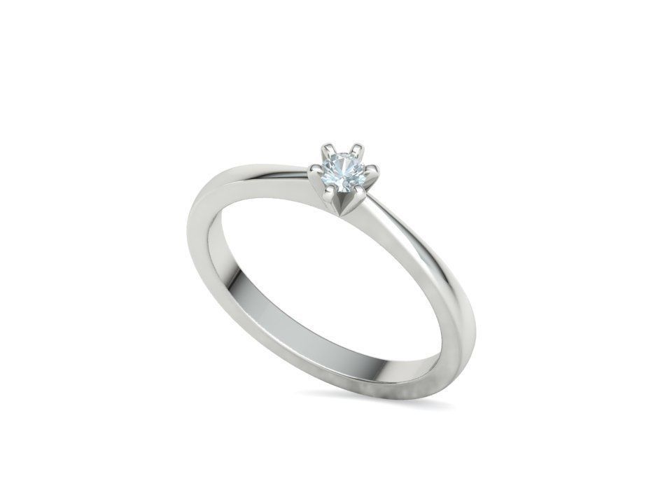 Six-Prong Petite Engagement ring with 3mm Stone 3dmodel 3D print model_24
