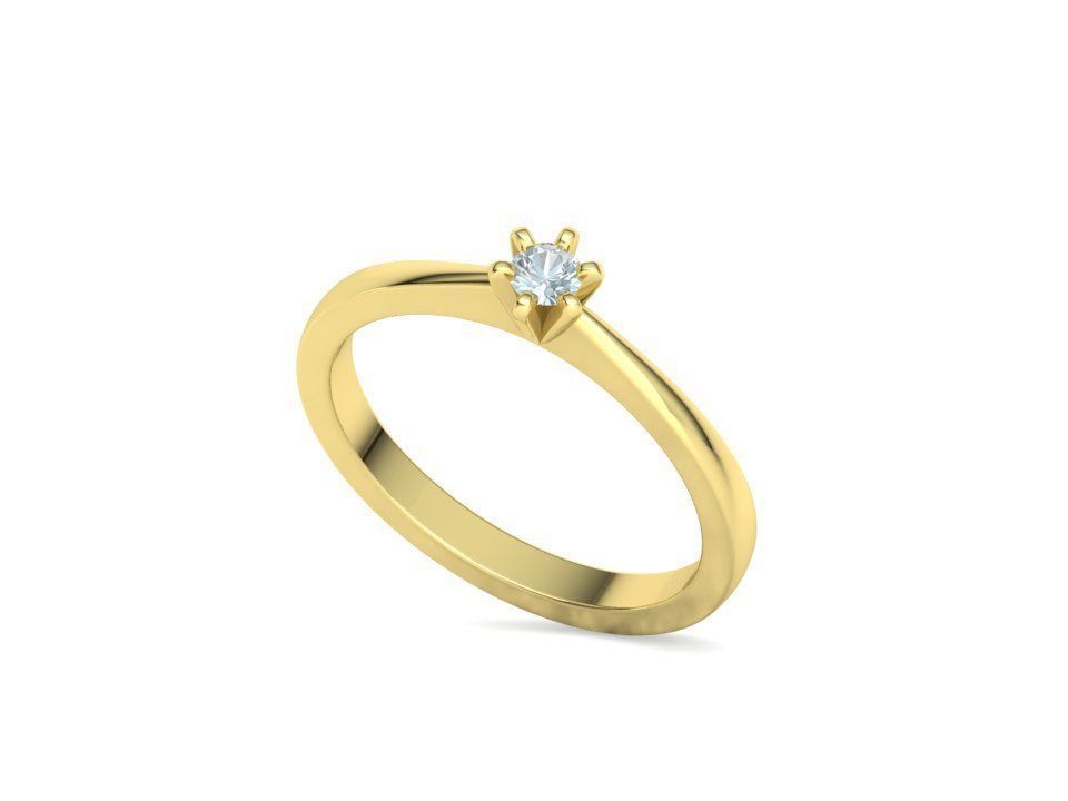 Six-Prong Petite Engagement ring with 3mm Stone 3dmodel 3D print model_23