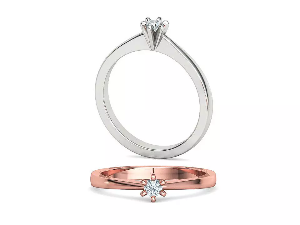 Six-Prong Petite Engagement ring with 3mm Stone 3dmodel 3D print model_0
