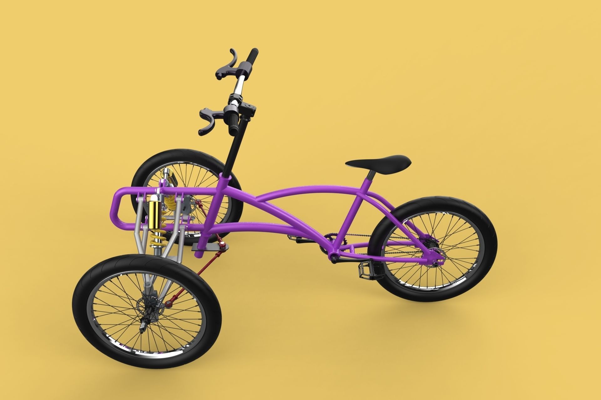 TILTING BIKE TRIKE BICYCLE TRICYCLE THREE WHEEL CYCLE CARGO 3D model_5