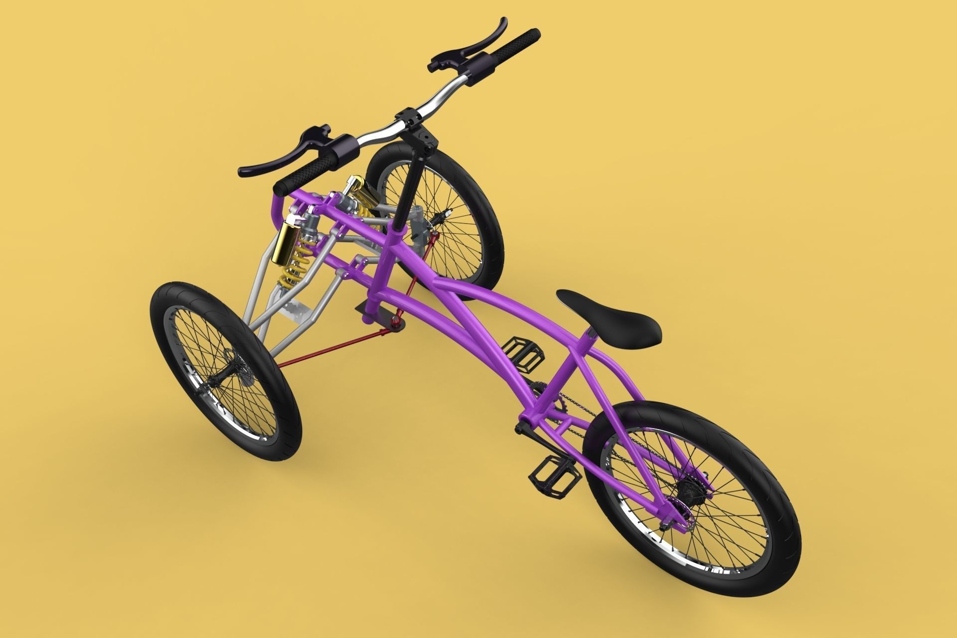 TILTING BIKE TRIKE BICYCLE TRICYCLE THREE WHEEL CYCLE CARGO 3D model_2
