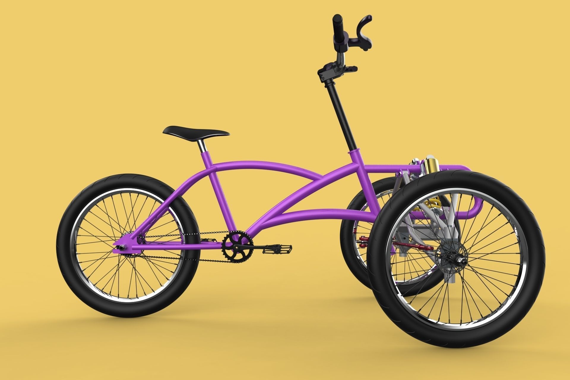 TILTING BIKE TRIKE BICYCLE TRICYCLE THREE WHEEL CYCLE CARGO 3D model_4