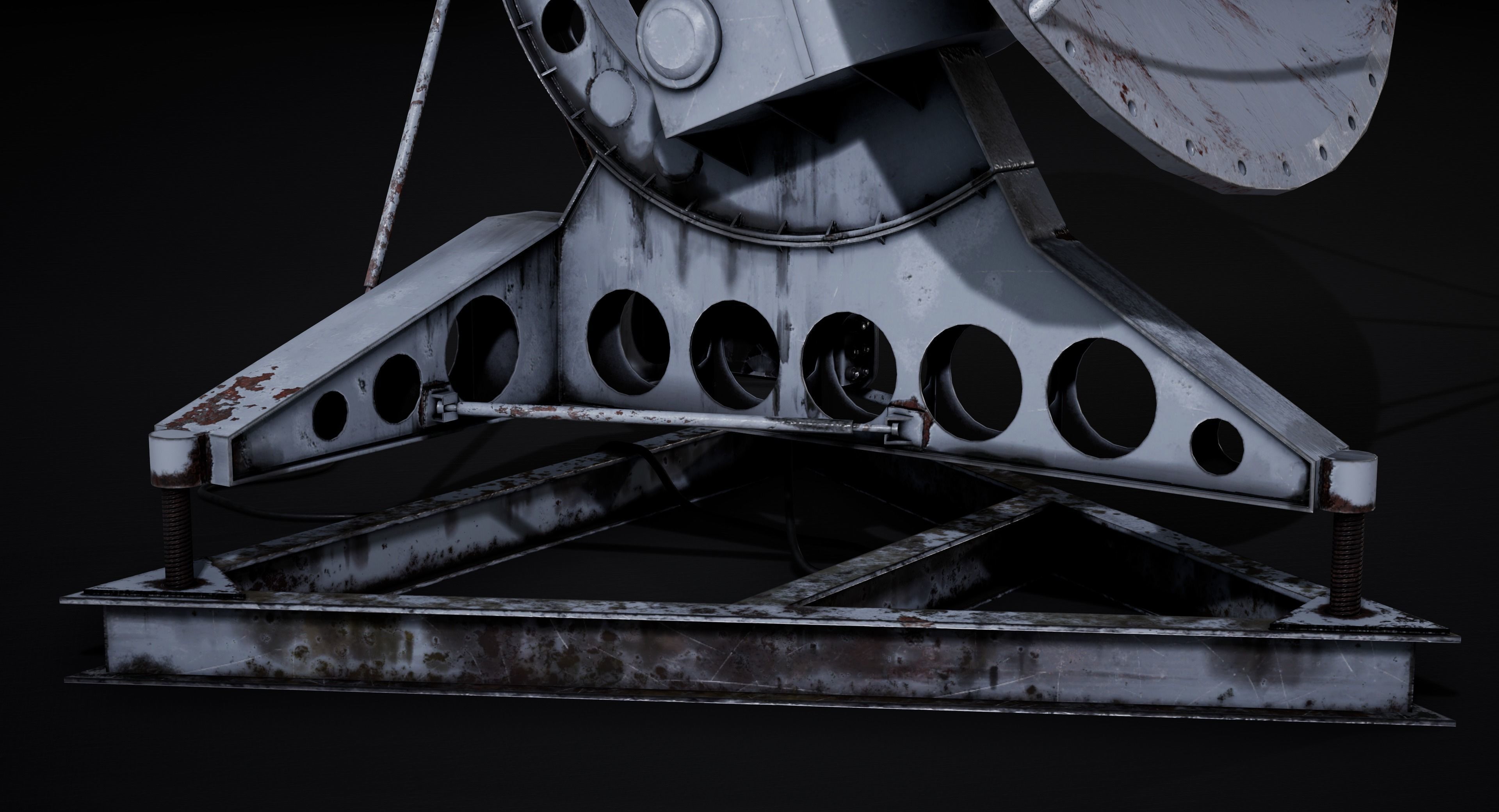 Abandoned USSR radiotelescope Low-poly 3D model_8