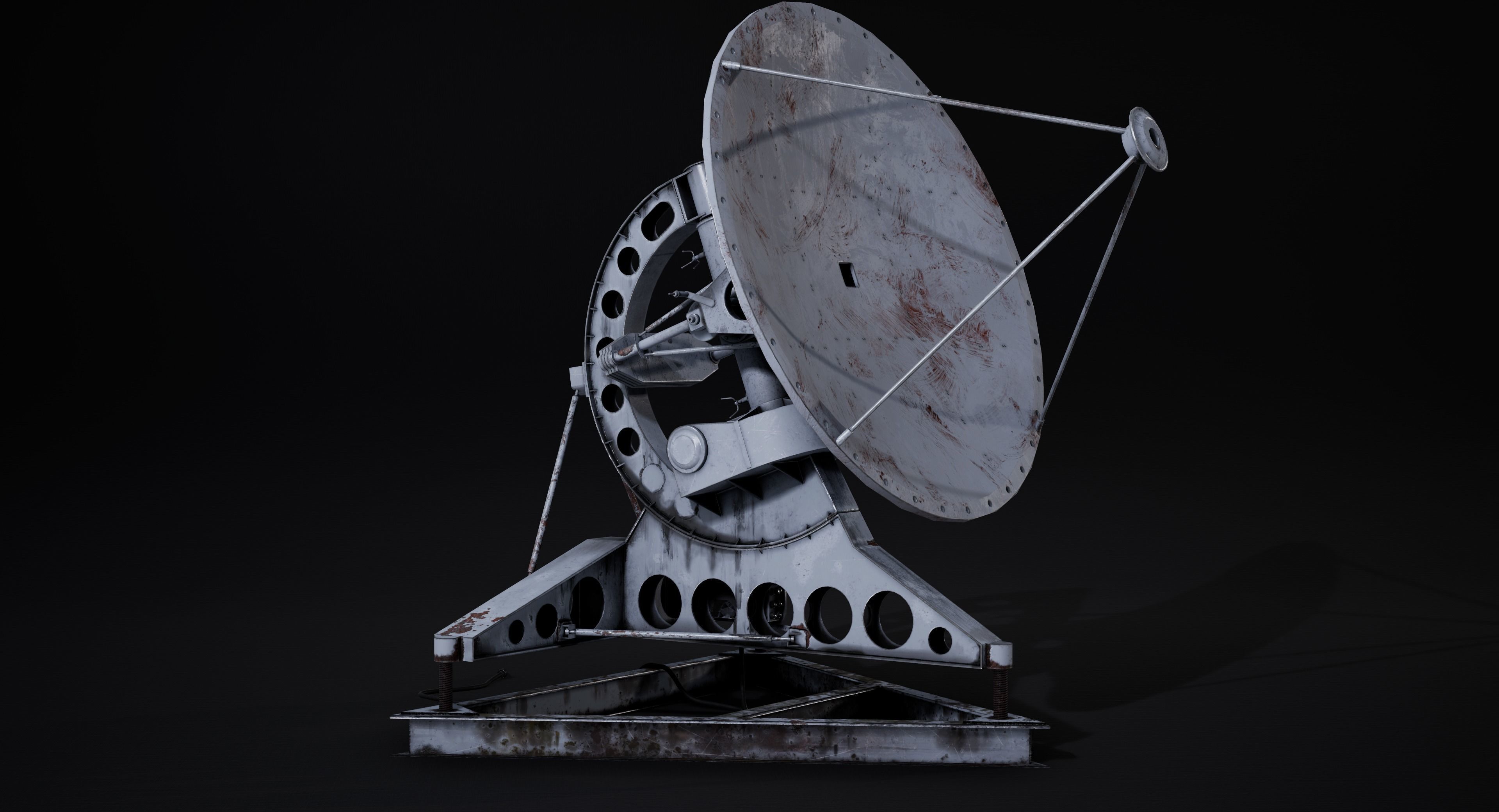 Abandoned USSR radiotelescope Low-poly 3D model_1