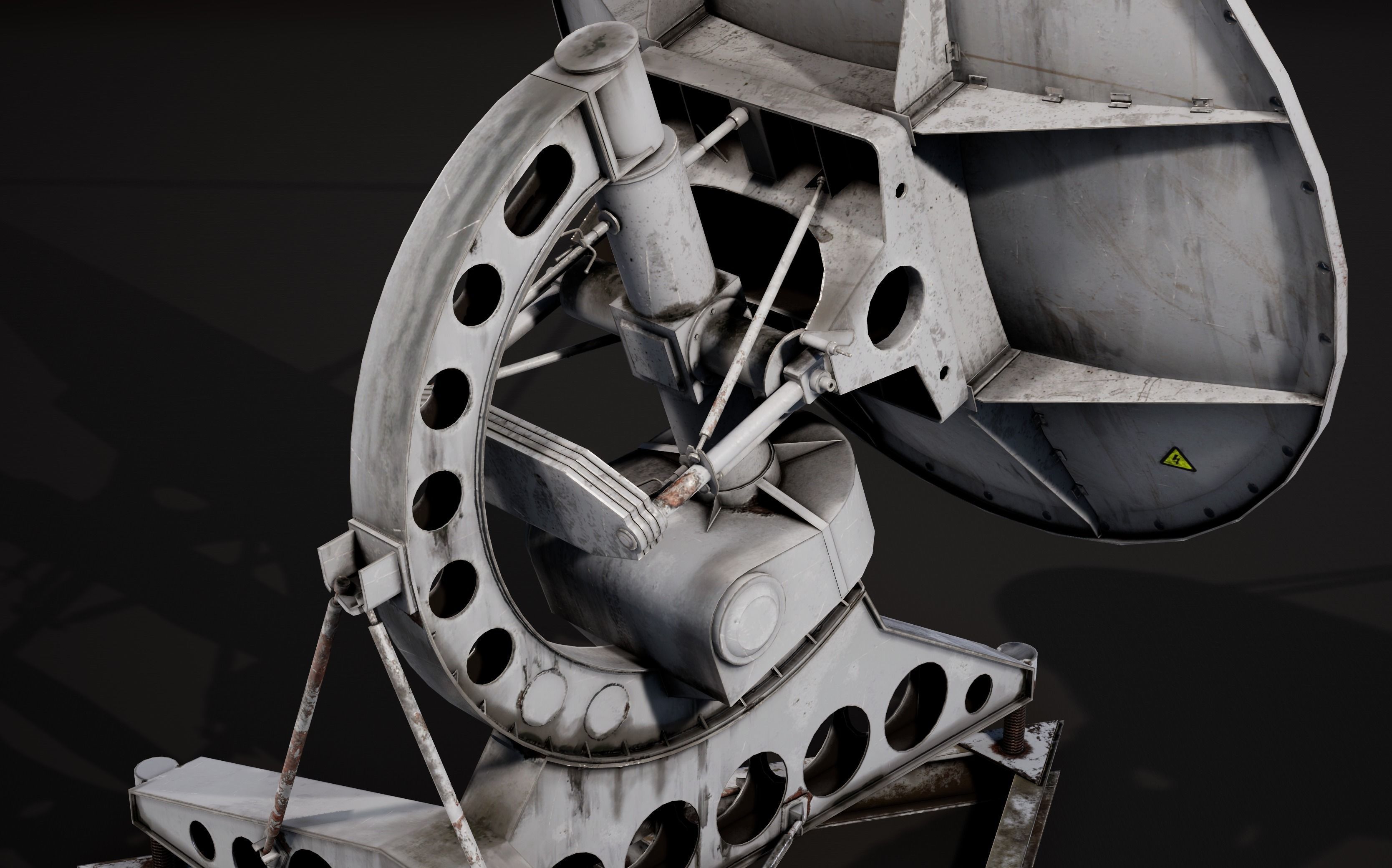 Abandoned USSR radiotelescope Low-poly 3D model_5