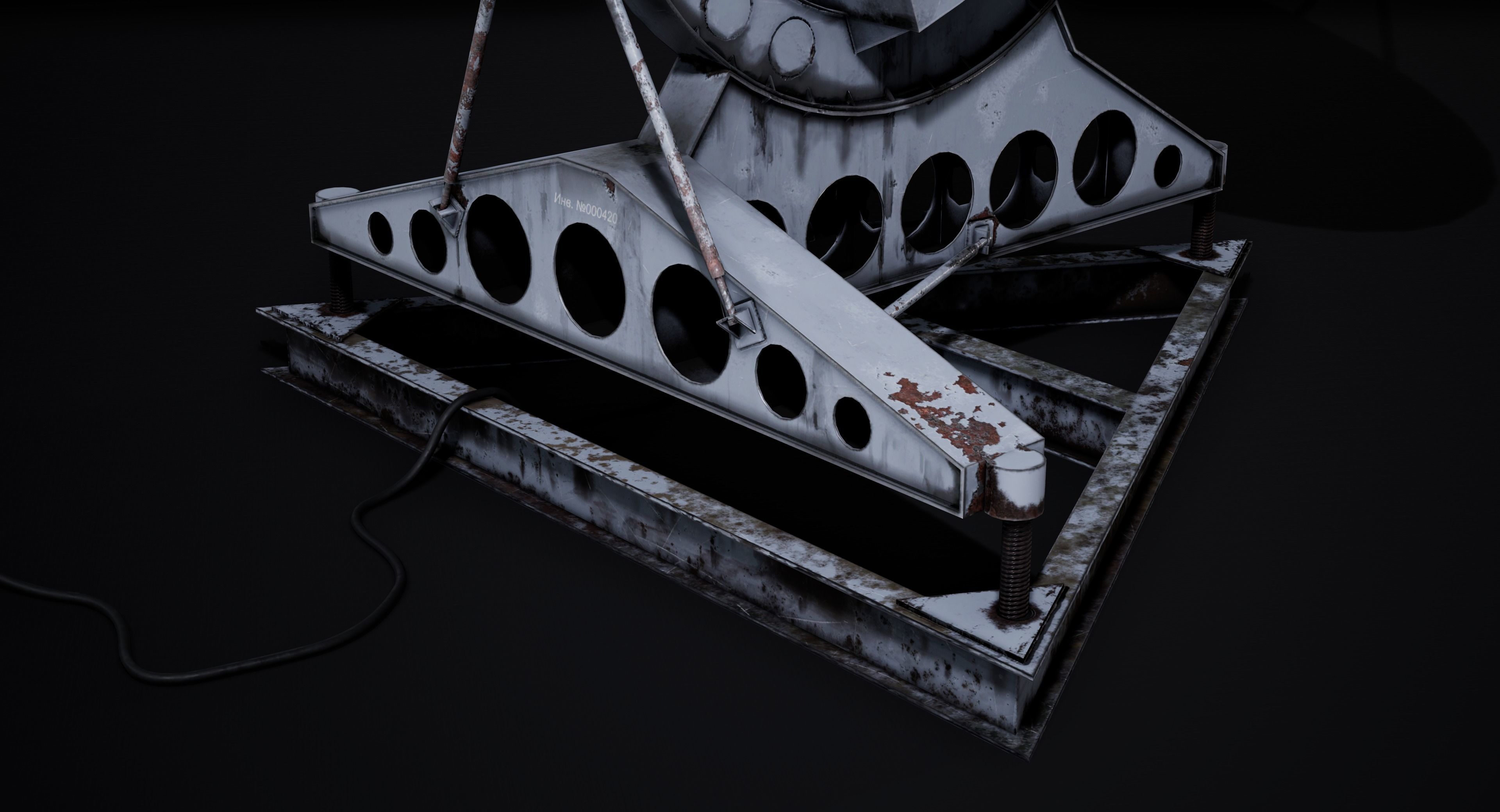 Abandoned USSR radiotelescope Low-poly 3D model_7