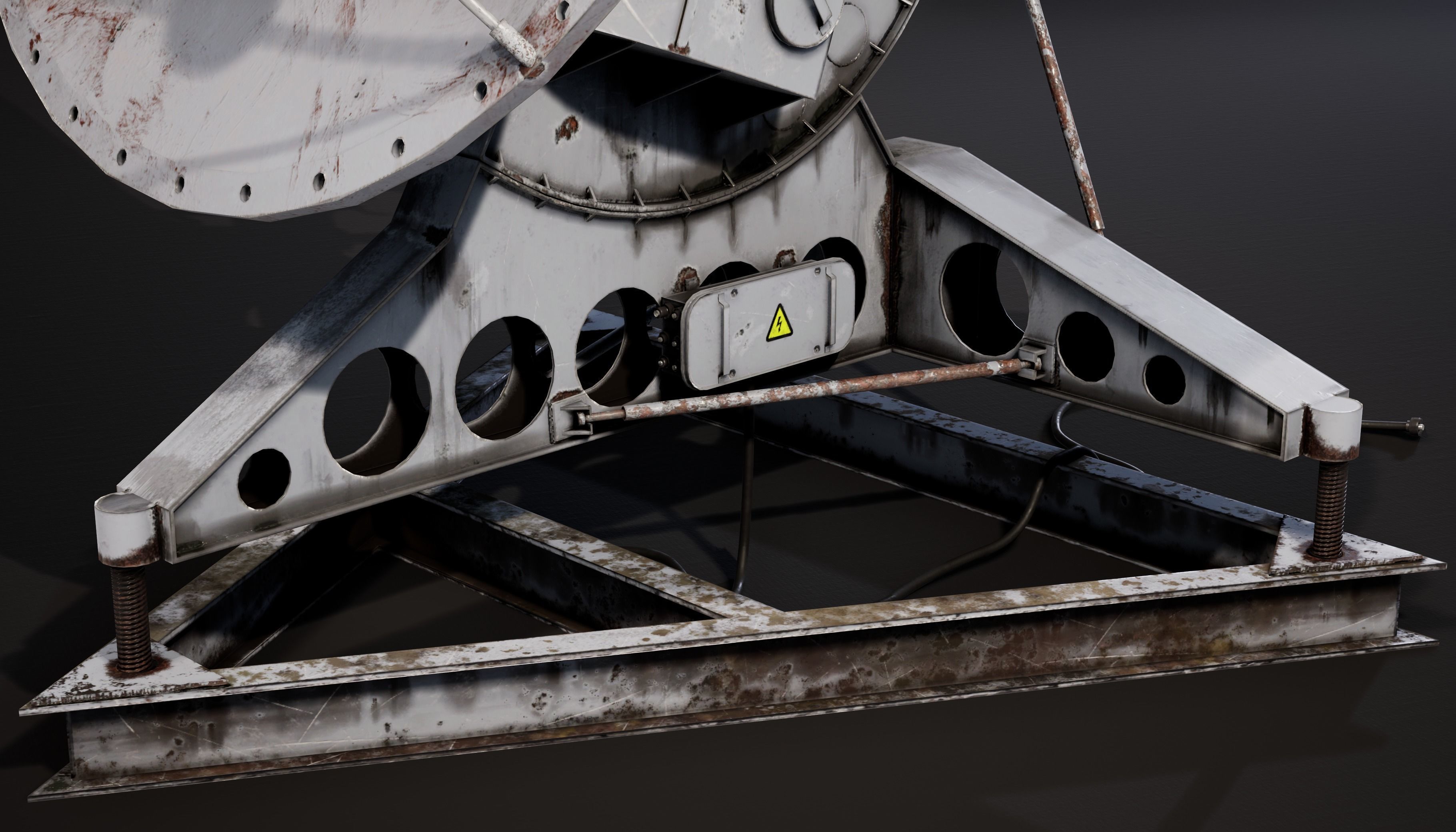 Abandoned USSR radiotelescope Low-poly 3D model_6