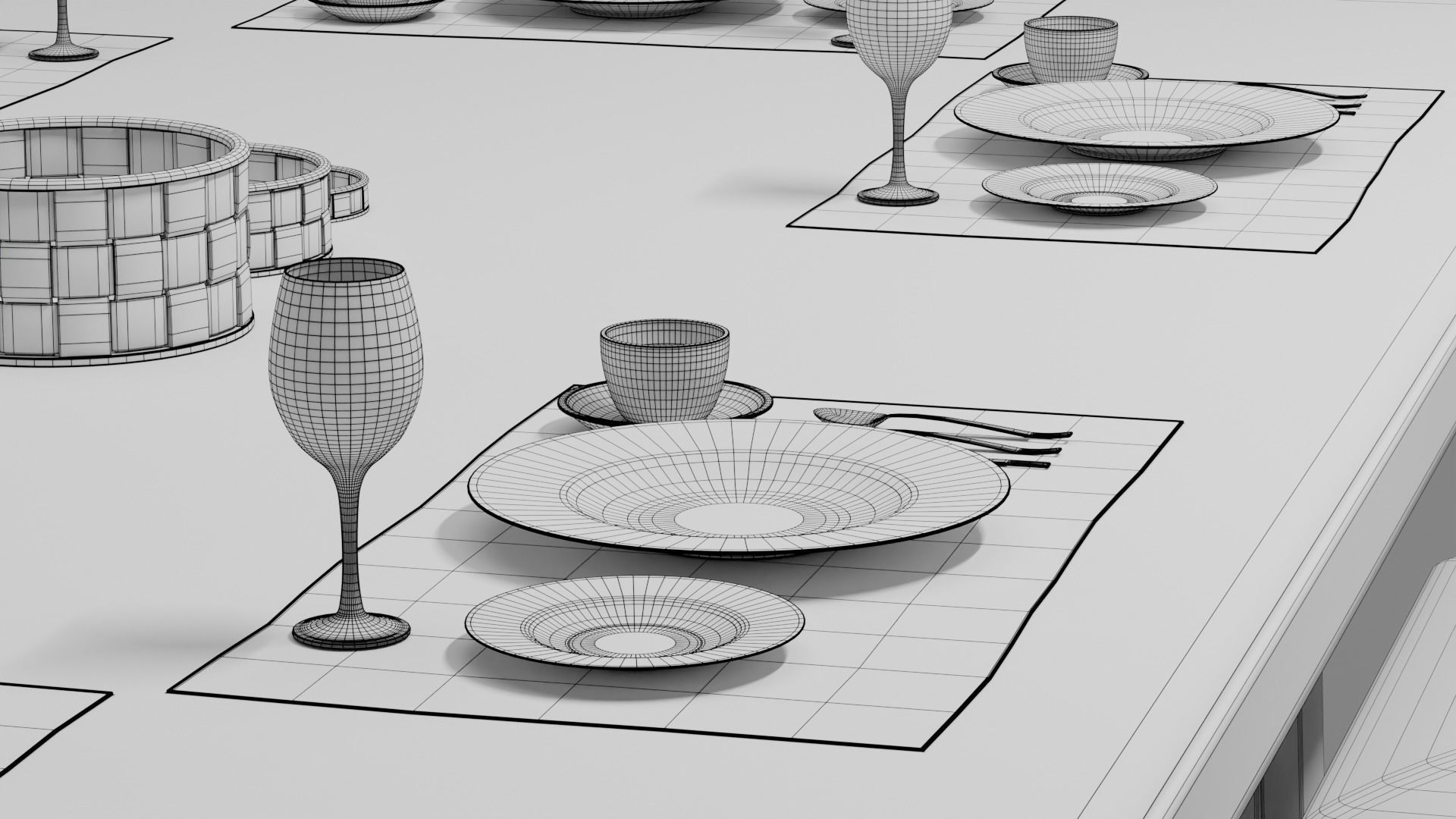 Dining Table 02 Low-poly 3D model_4
