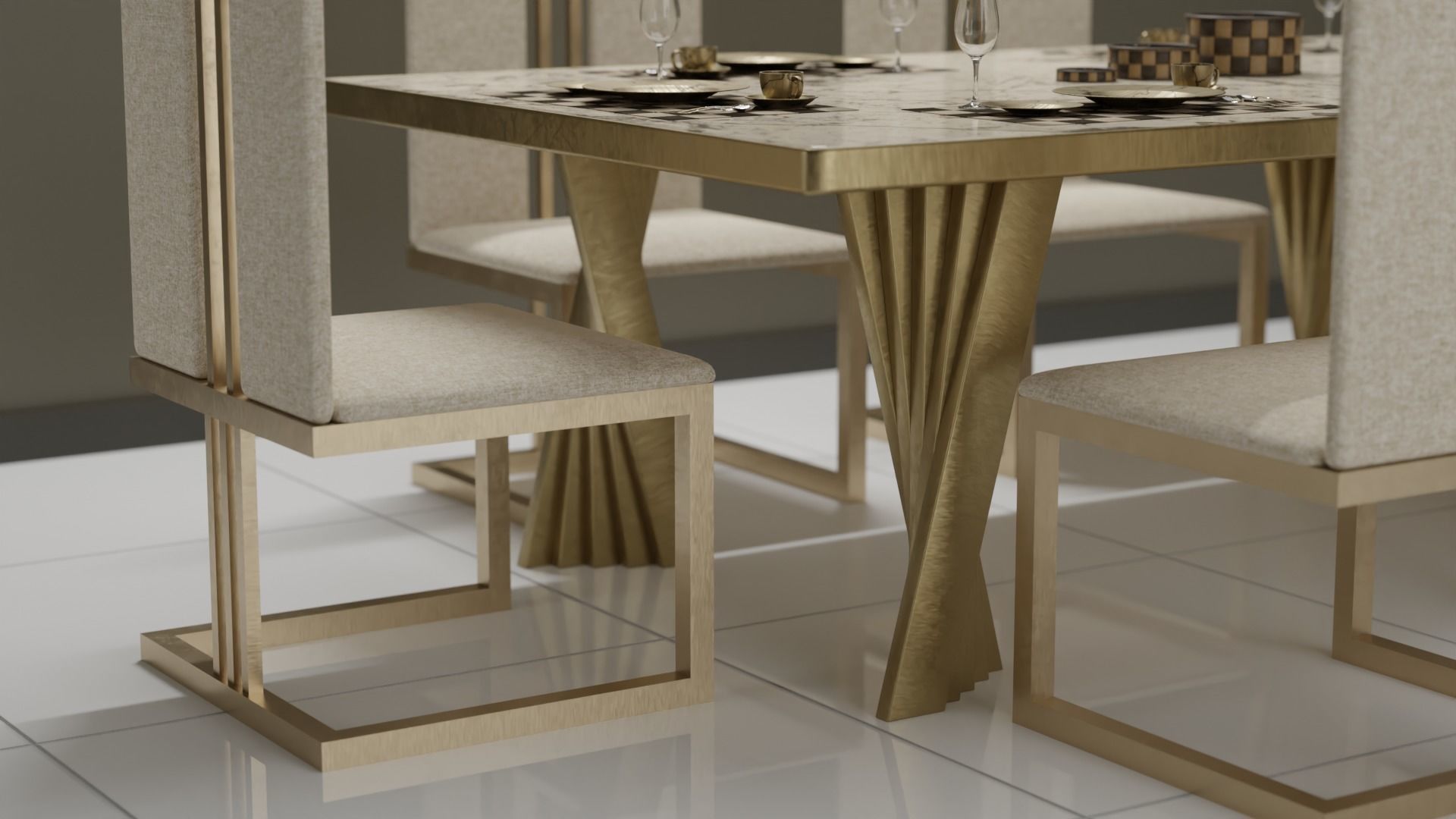Dining Table 02 Low-poly 3D model_18