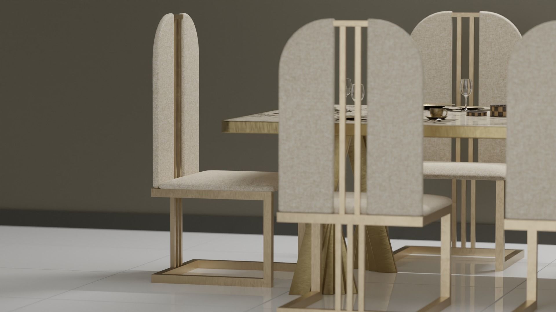 Dining Table 02 Low-poly 3D model_5