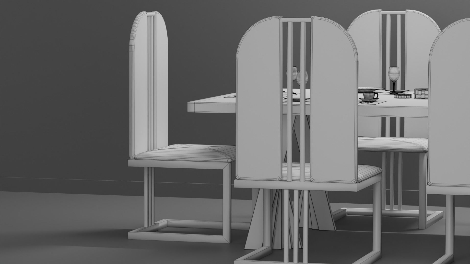Dining Table 02 Low-poly 3D model_6