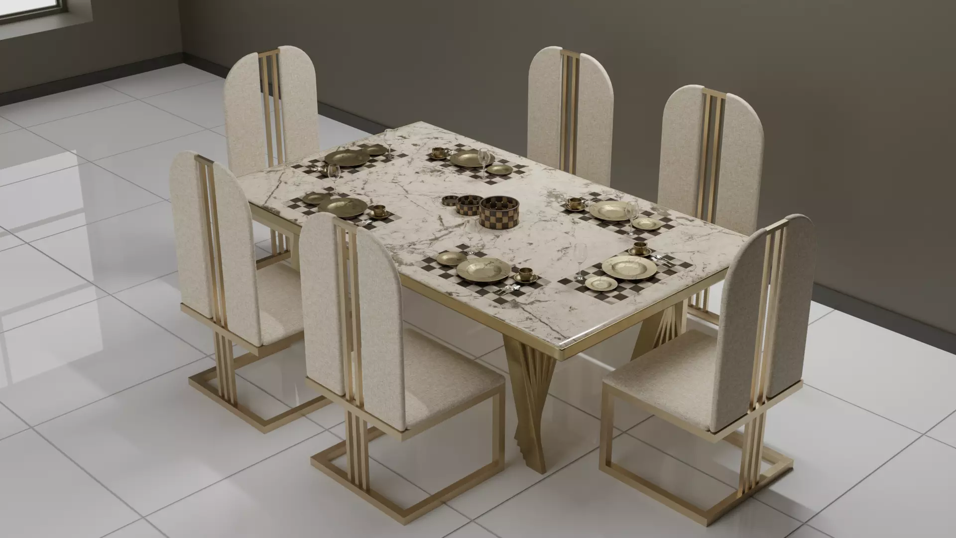Dining Table 02 Low-poly 3D model_0