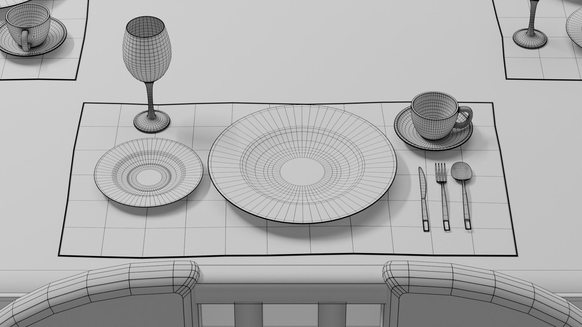 Dining Table 02 Low-poly 3D model_10