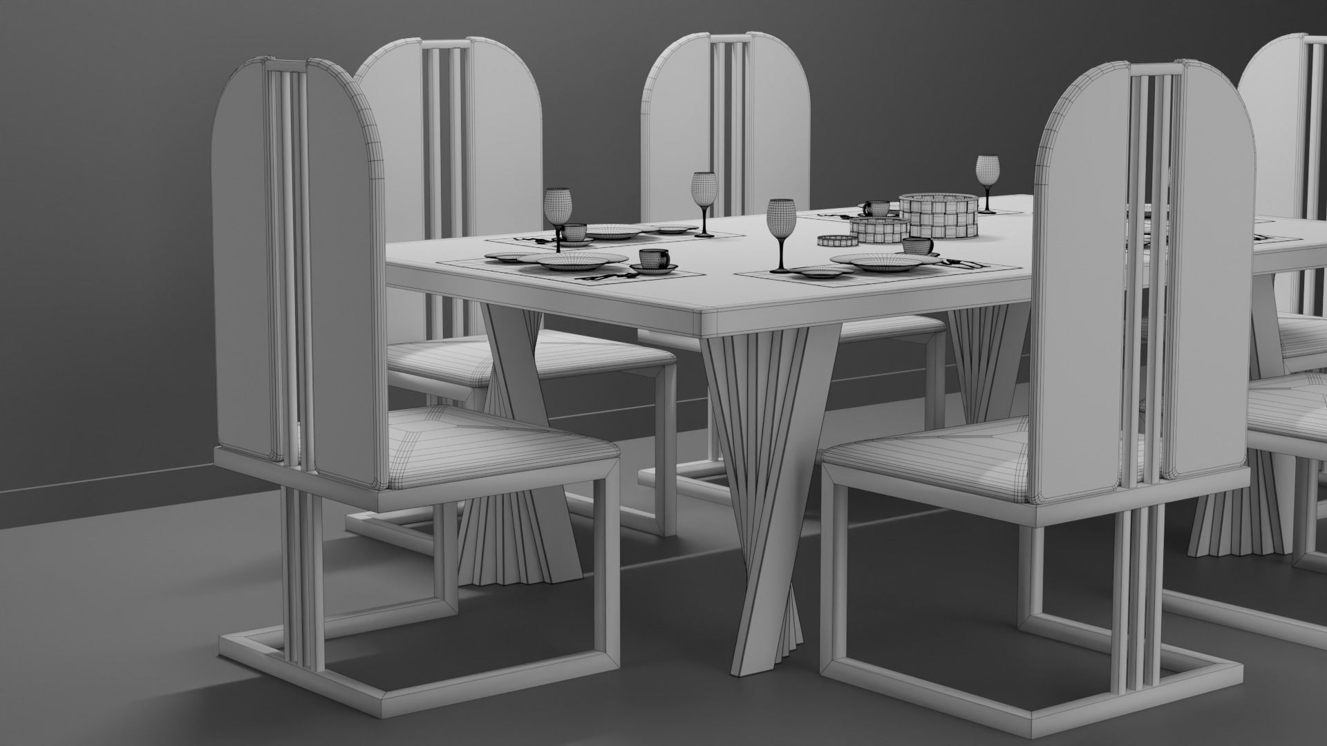 Dining Table 02 Low-poly 3D model_8
