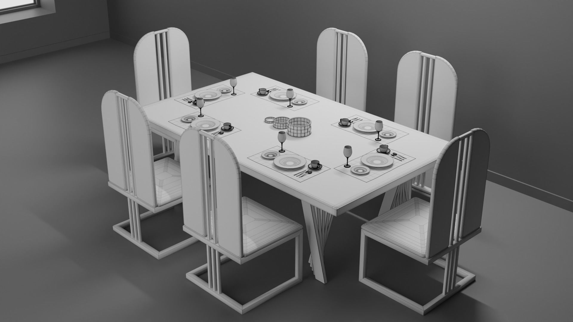 Dining Table 02 Low-poly 3D model_1