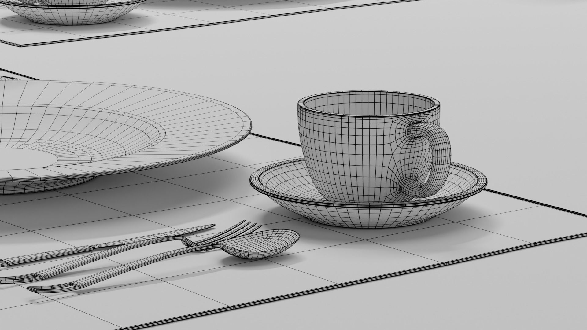 Dining Table 02 Low-poly 3D model_15