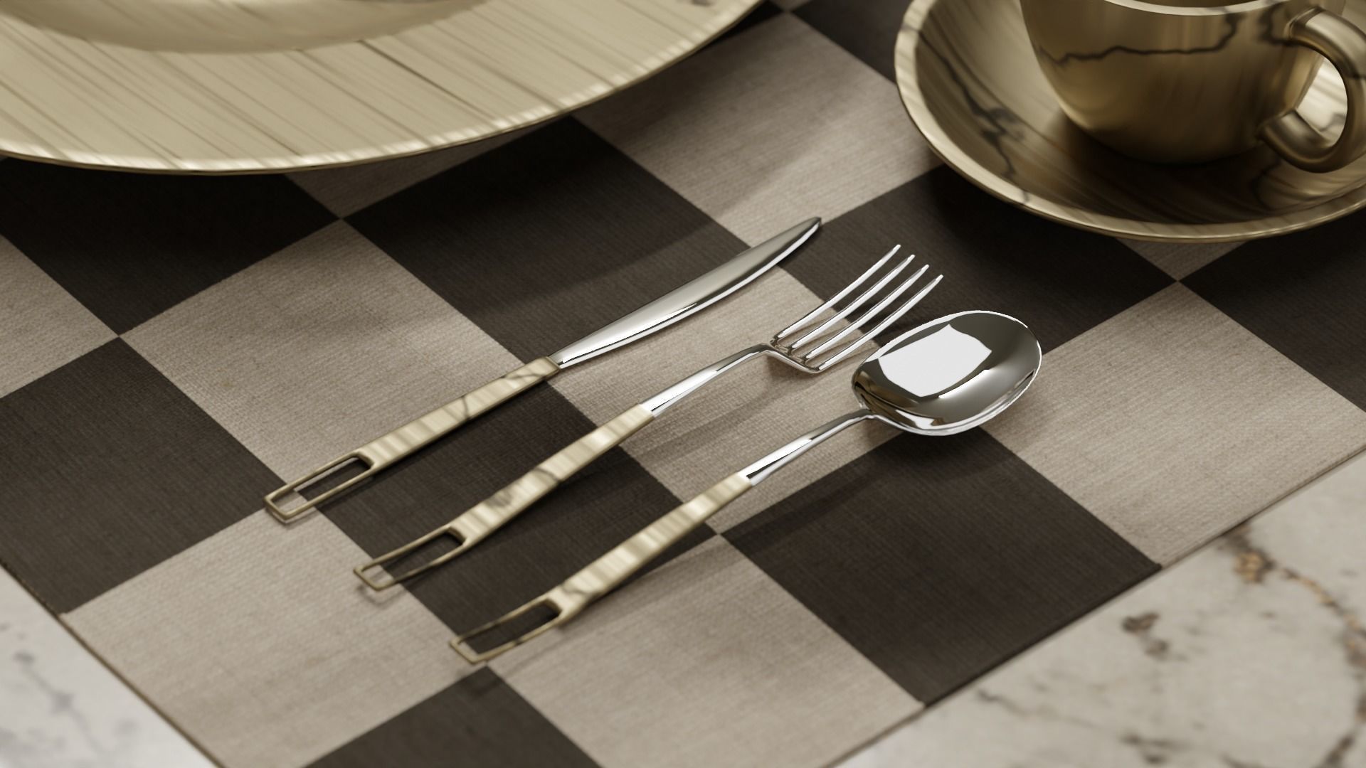 Dining Table 02 Low-poly 3D model_12