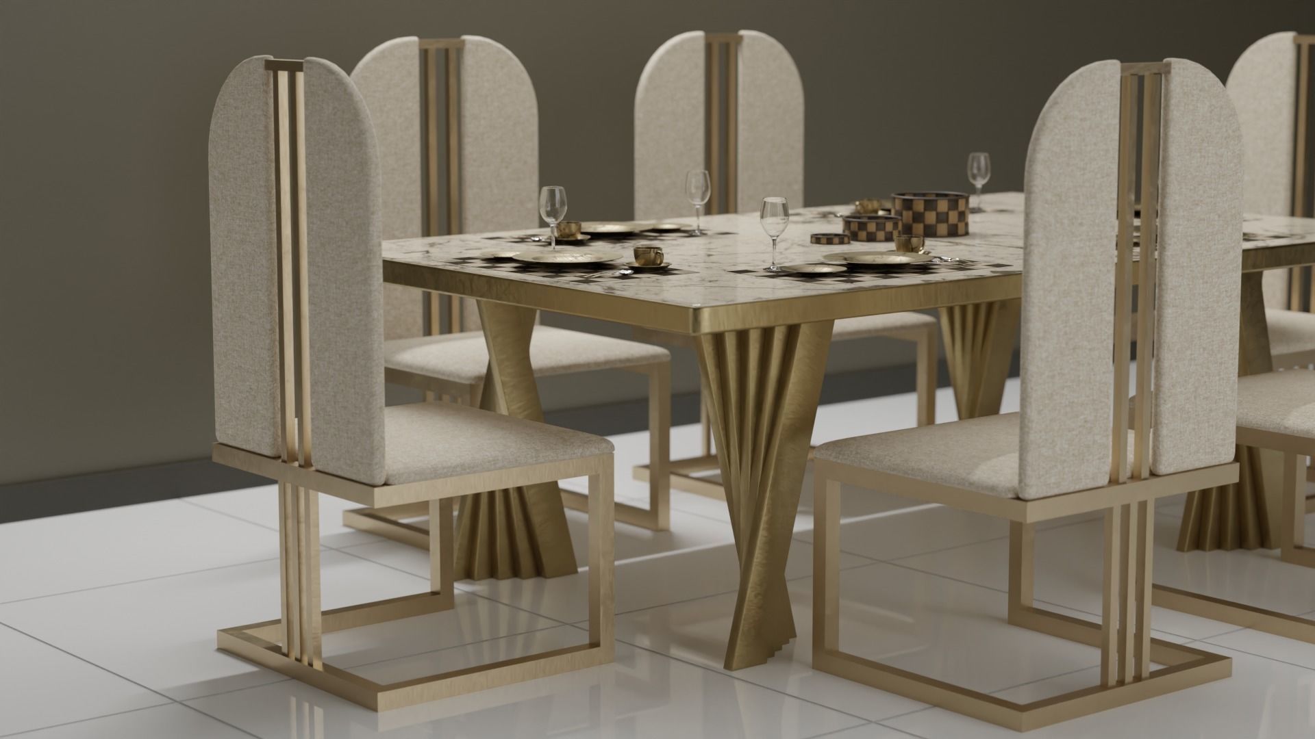 Dining Table 02 Low-poly 3D model_7
