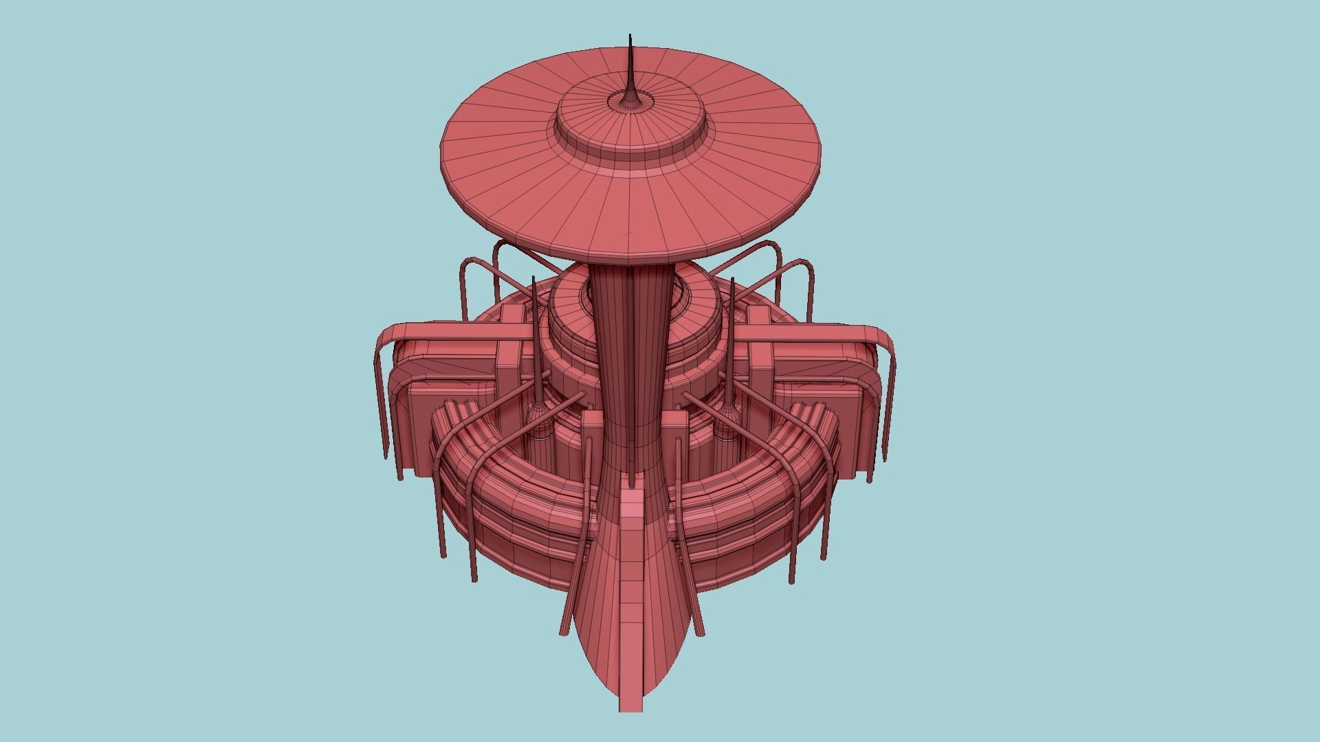 SciFi Facility D01 White Blue - Sci Fi Exterior Design Low-poly 3D model_19