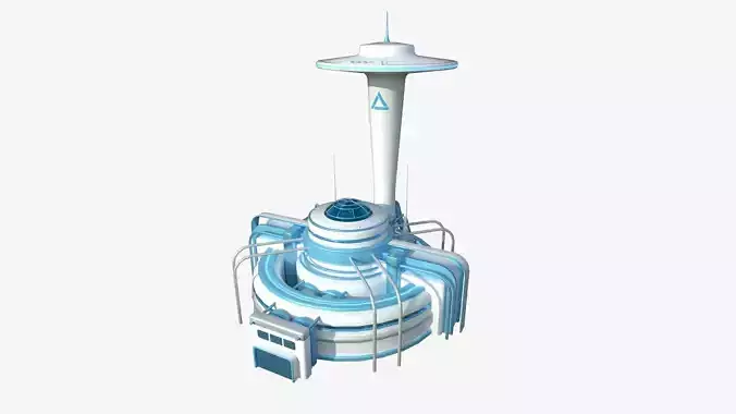 SciFi Facility D01 White Blue - Sci Fi Exterior Design Low-poly 3D model