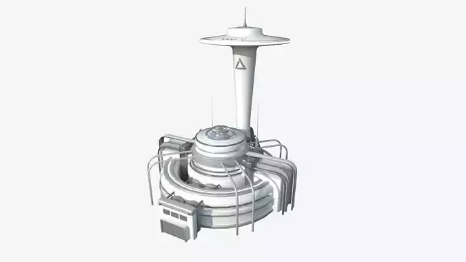 SciFi Facility D02 White Gray - Sci Fi Exterior Design Low-poly 3D model