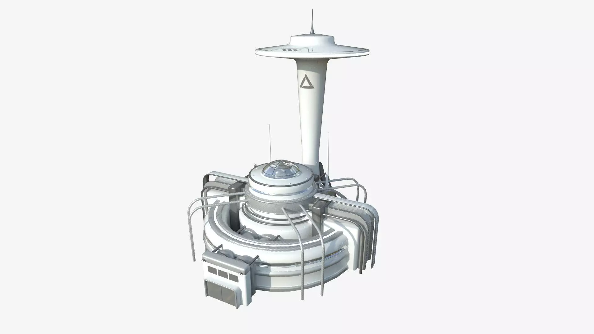 SciFi Facility D02 White Gray - Sci Fi Exterior Design Low-poly 3D model_0