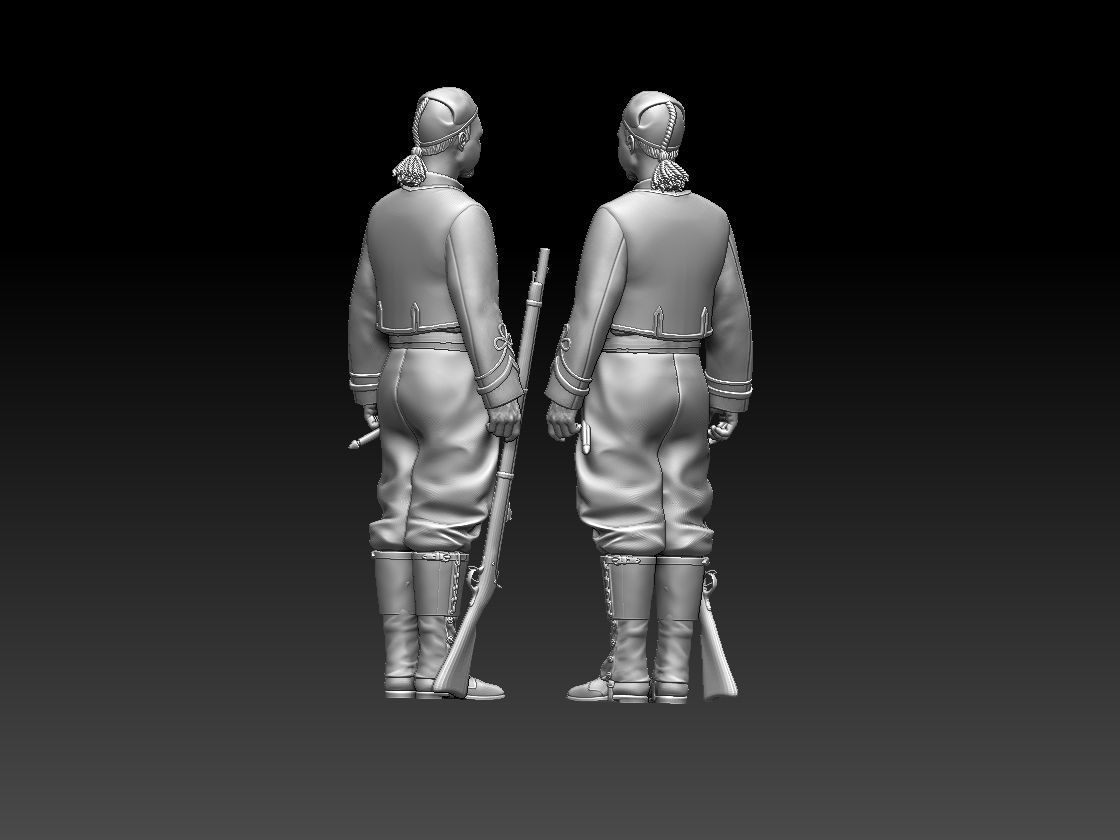 Zouave pair of soldiers 3D print model_2