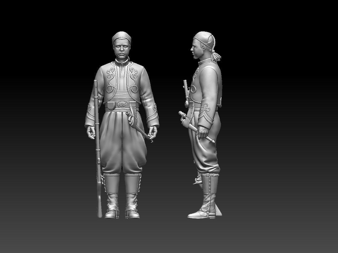 Zouave pair of soldiers 3D print model_3