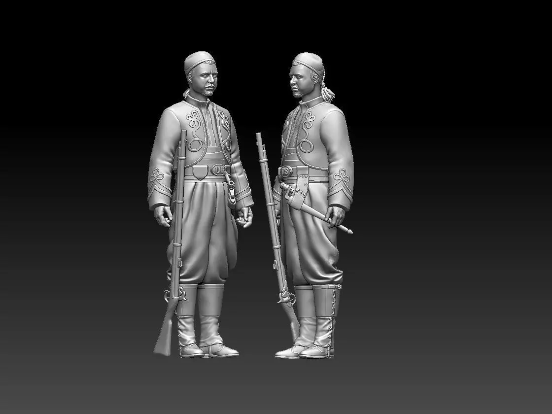 Zouave pair of soldiers 3D print model_0