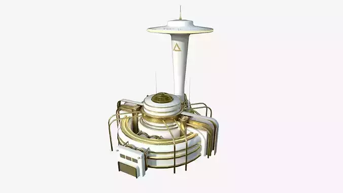 SciFi Facility D11 Golden - Sci Fi Exterior Design Low-poly 3D model