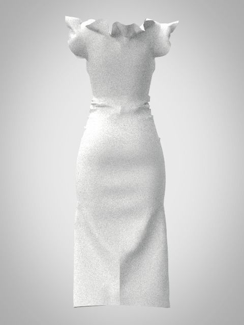 White shearing dress 3D model_5