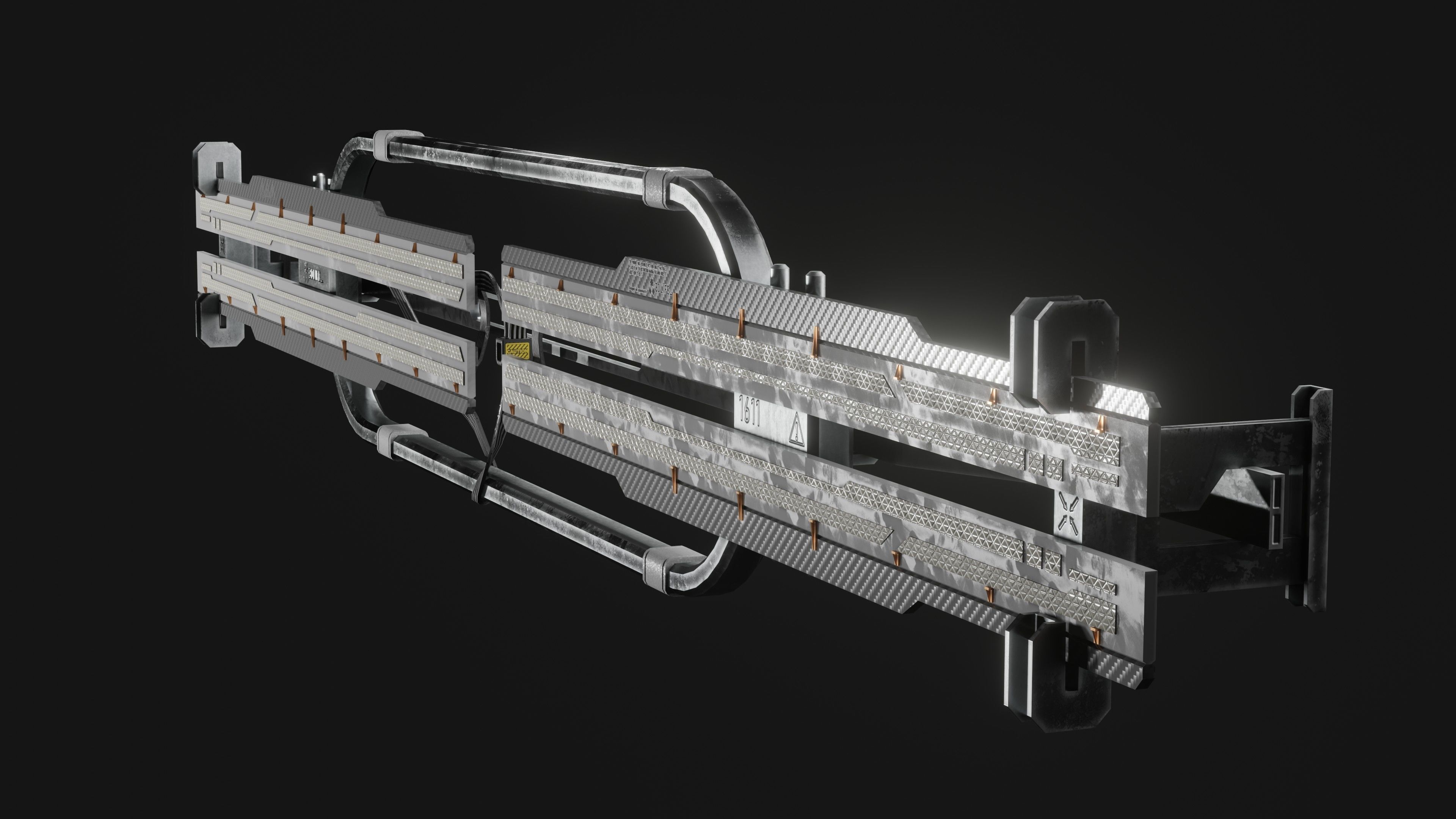 Cyberpunk reflector Lamp Low-poly 3D model_5