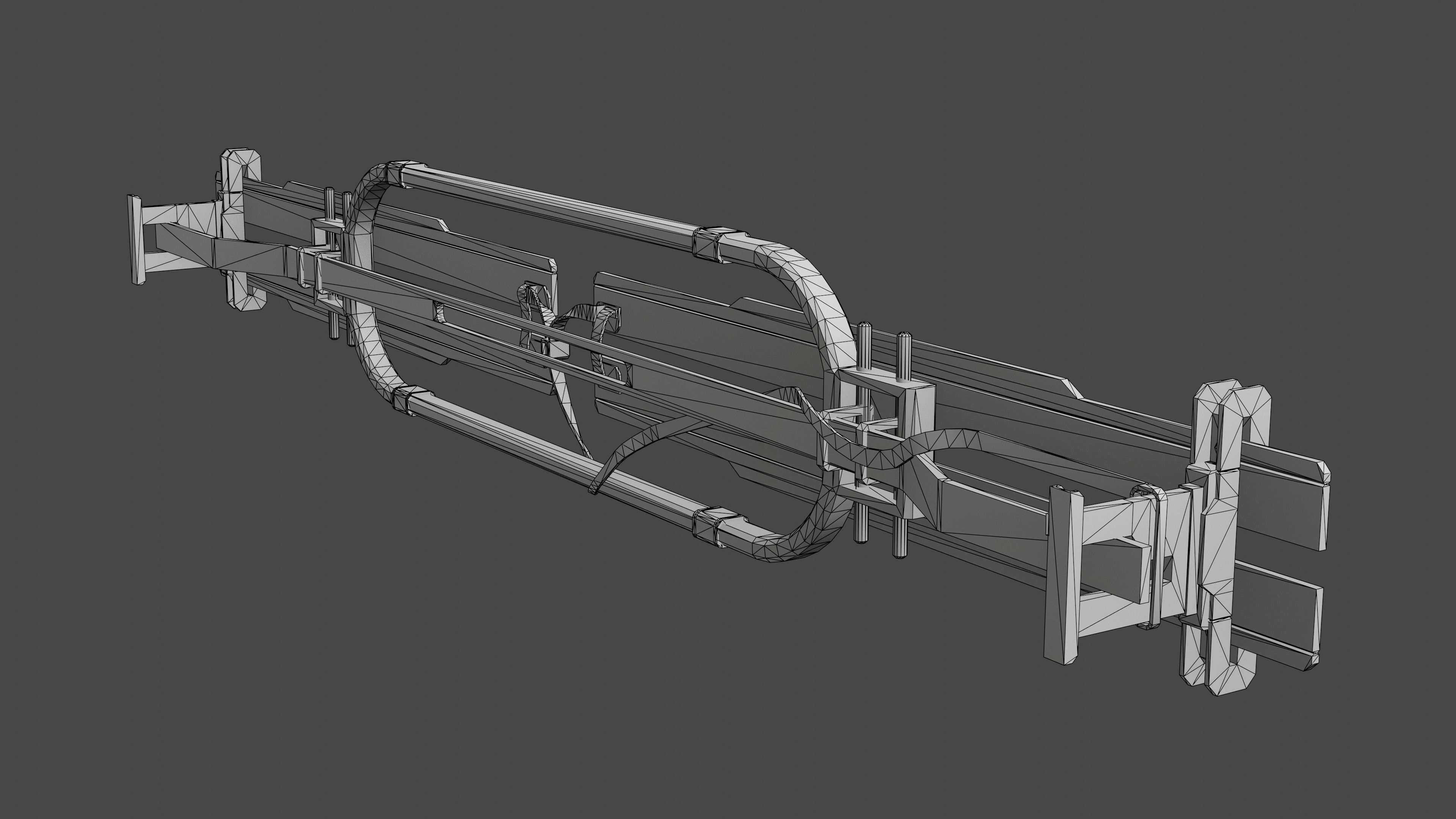 Cyberpunk reflector Lamp Low-poly 3D model_14