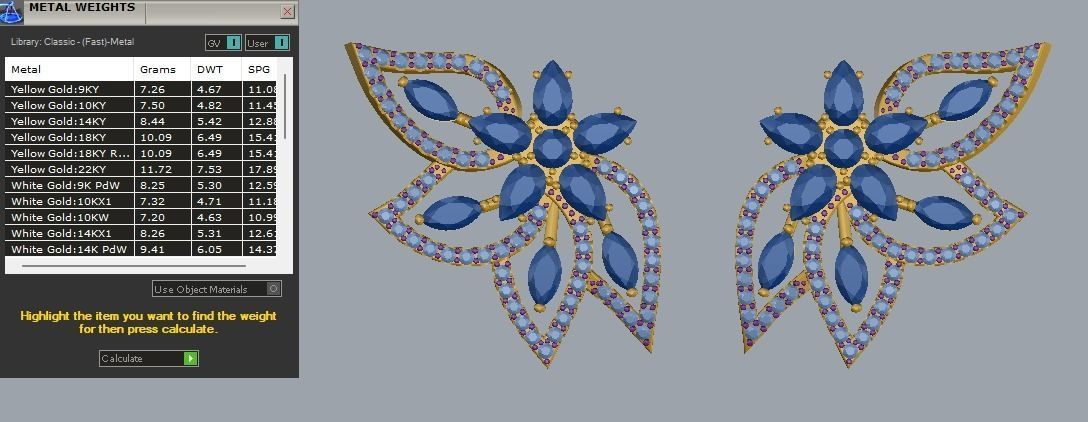 Earring in the shape of a flower with leaves in diamonds 3D print model_7