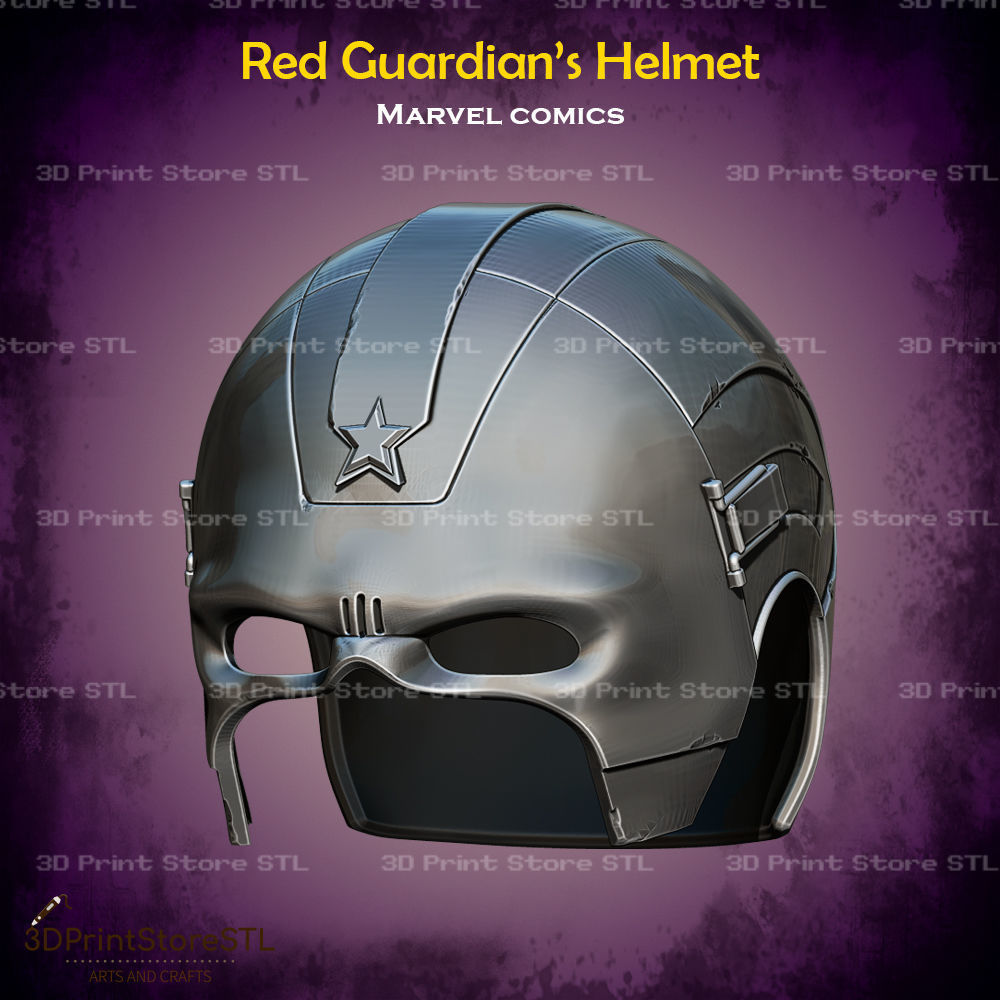 Red Guardian Helmet Cosplay Marvel Comics - STL File 3D print model_1