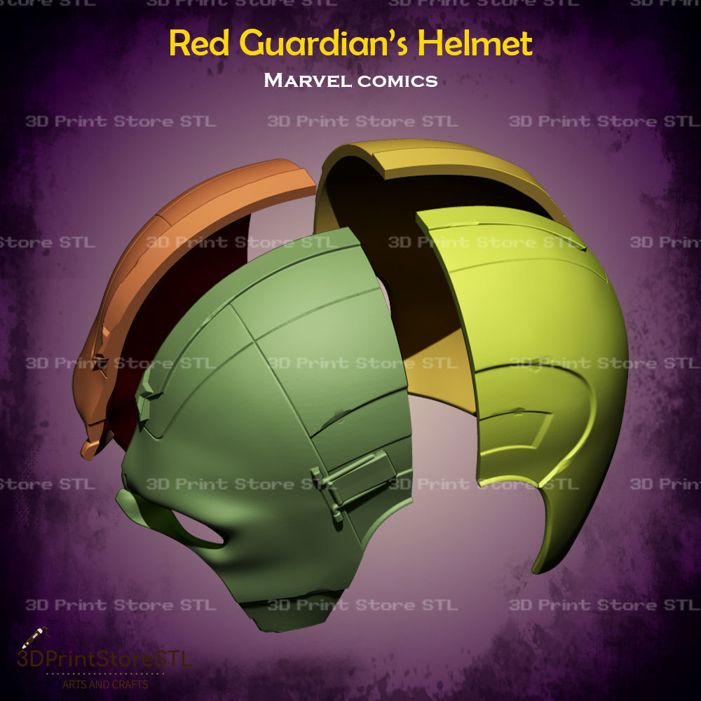 Red Guardian Helmet Cosplay Marvel Comics - STL File 3D print model_4