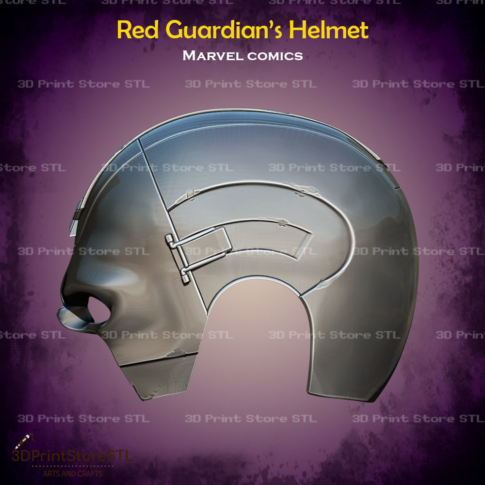 Red Guardian Helmet Cosplay Marvel Comics - STL File 3D print model_2