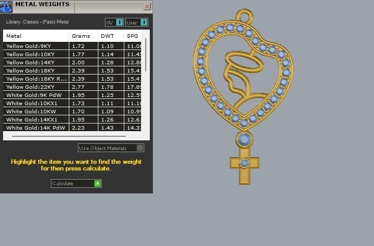 Santa heart shaped pendant with diamonds 3D print model_7