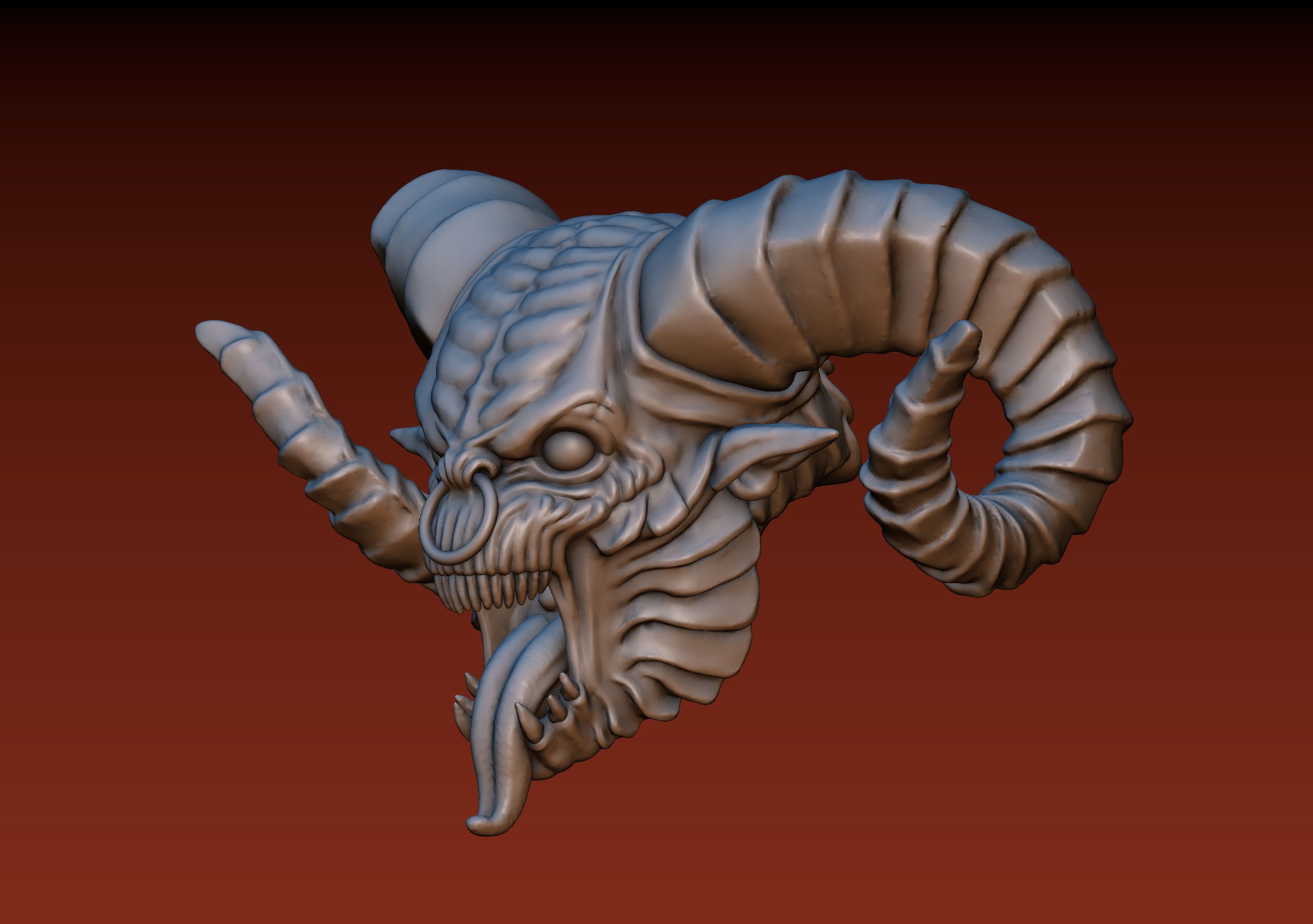 Demon Head 3D print model_3