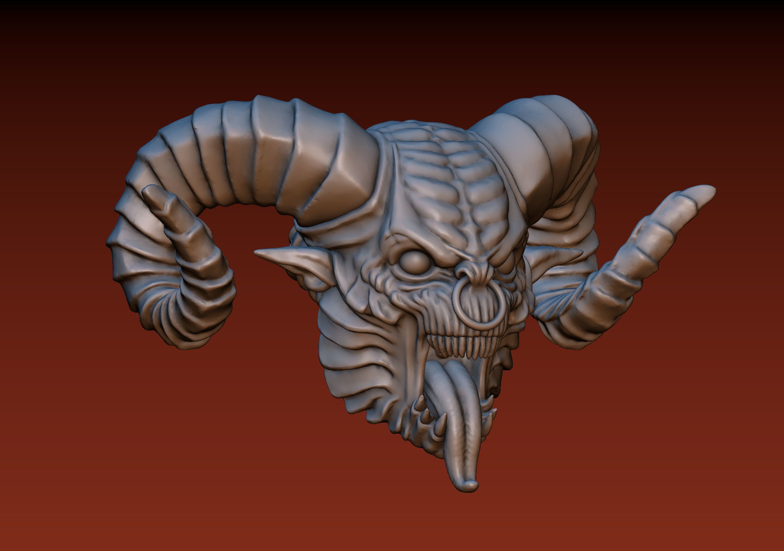Demon Head 3D print model_12