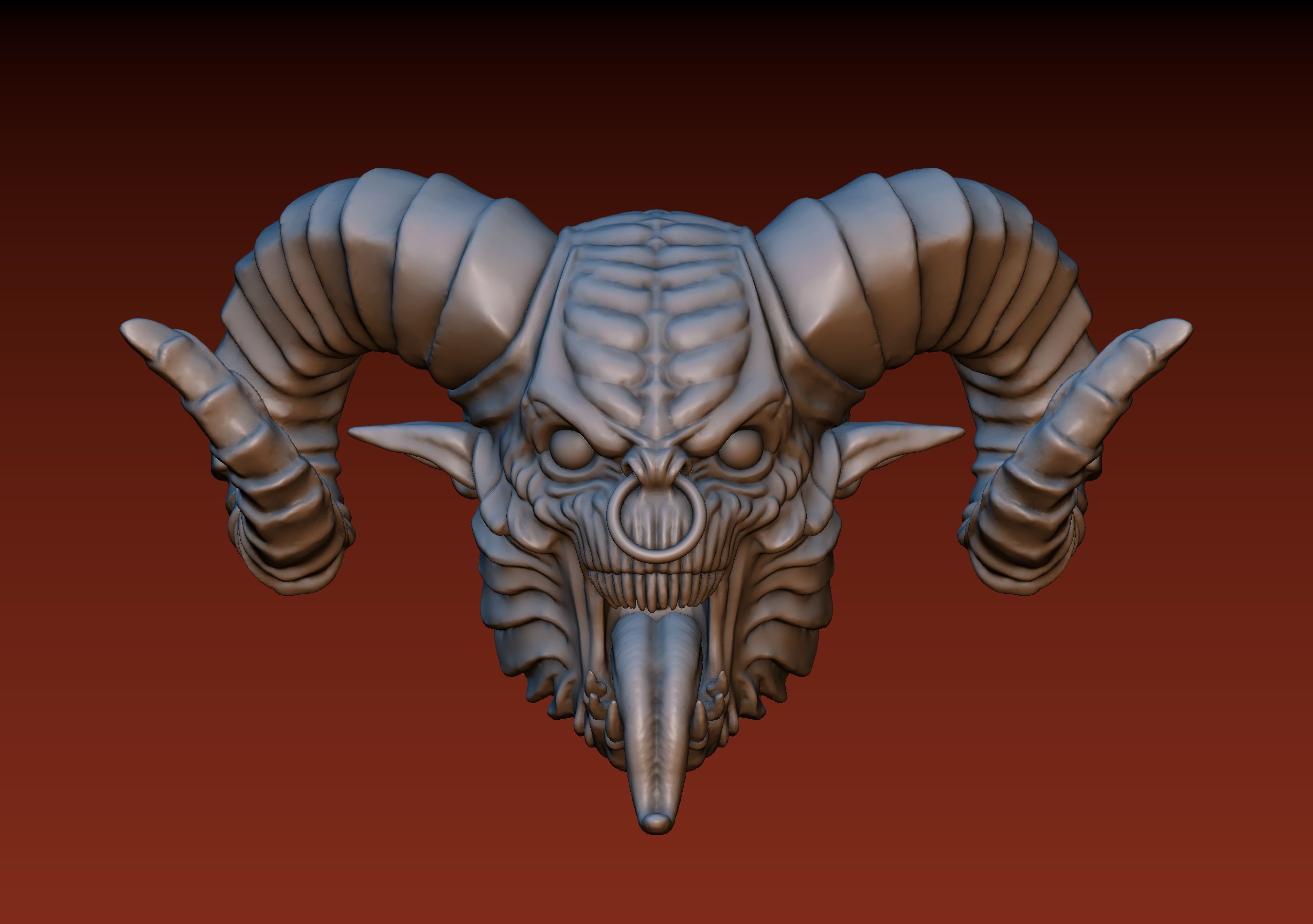 Demon Head 3D print model_1
