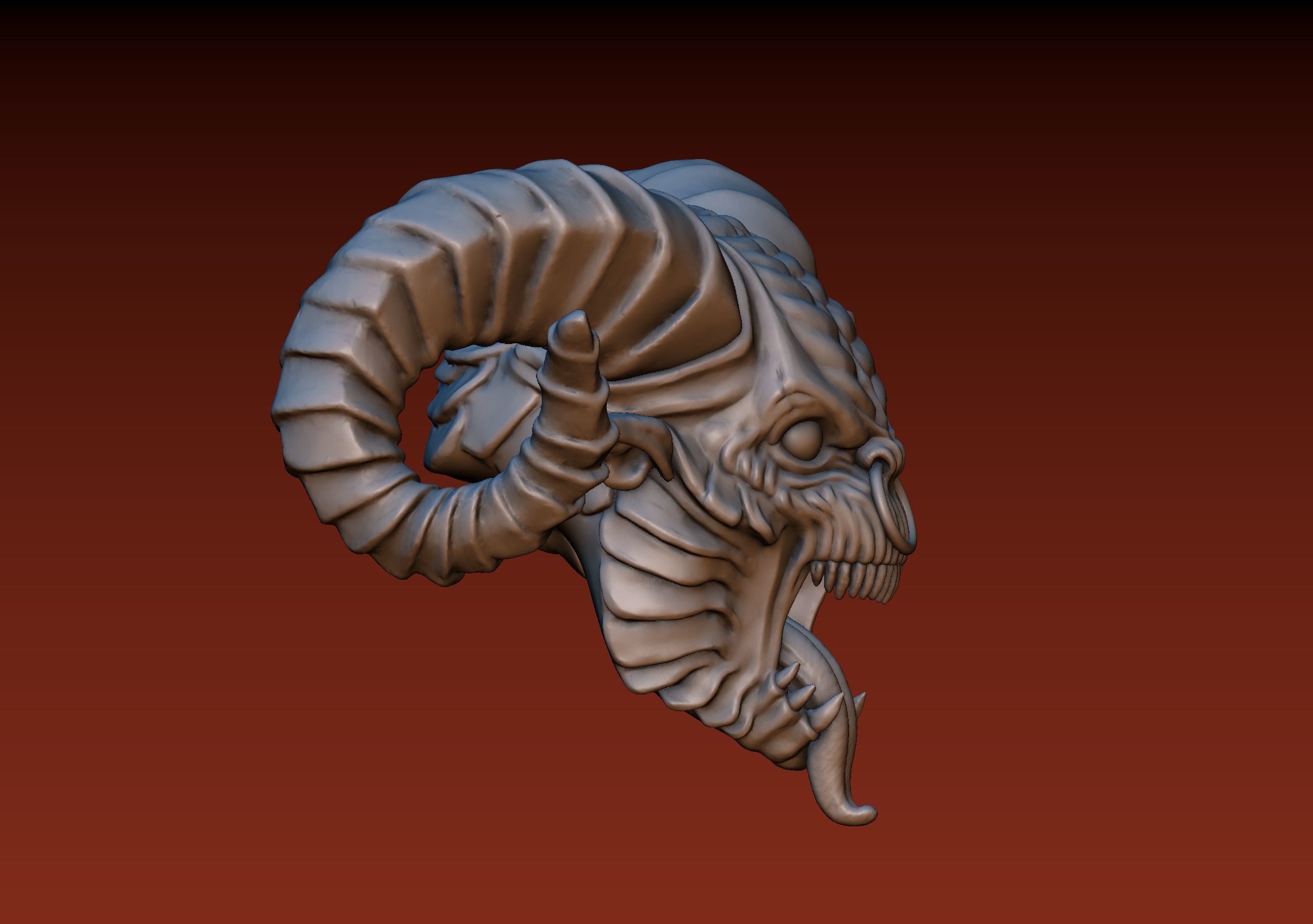 Demon Head 3D print model_11