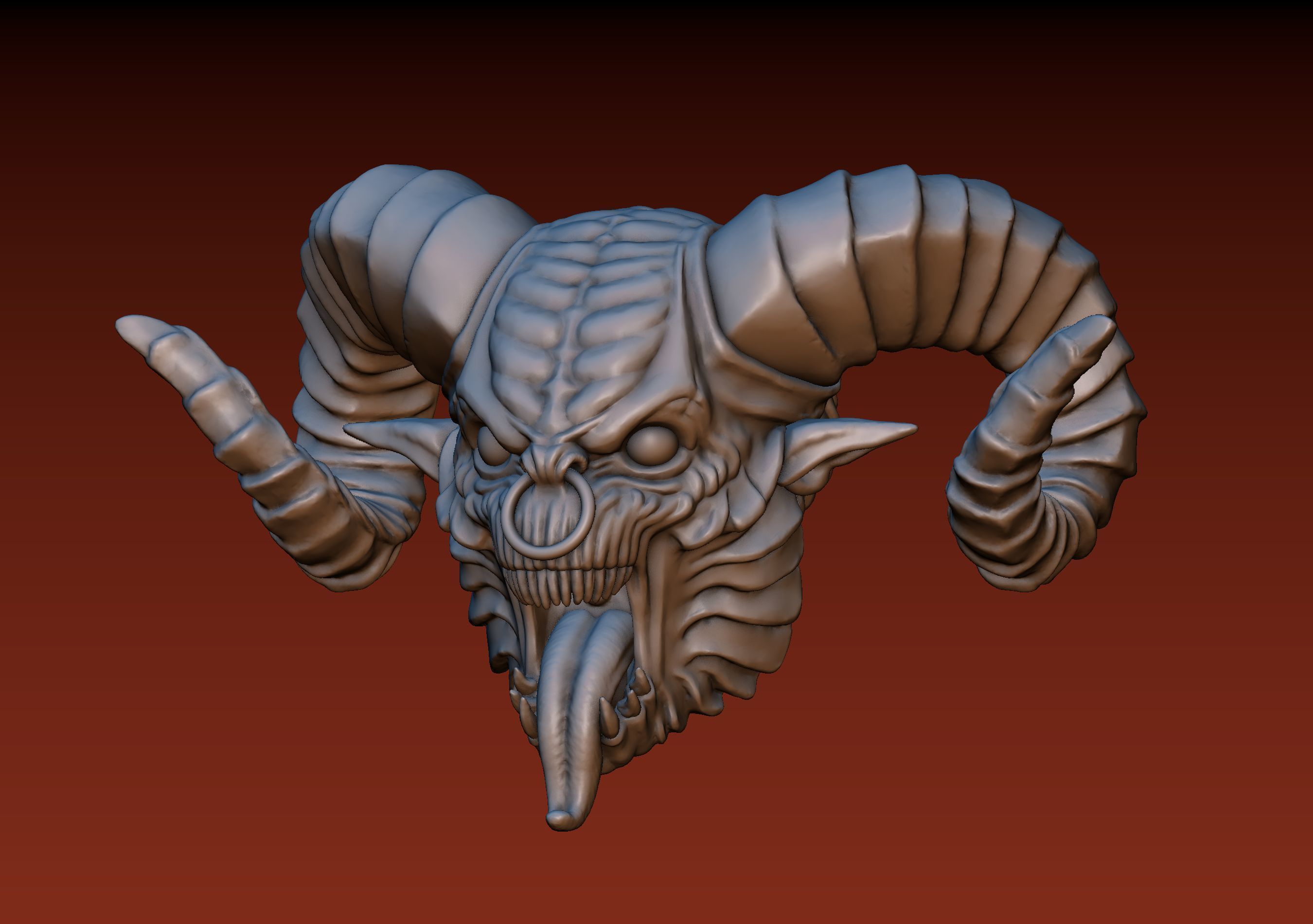 Demon Head 3D print model_2