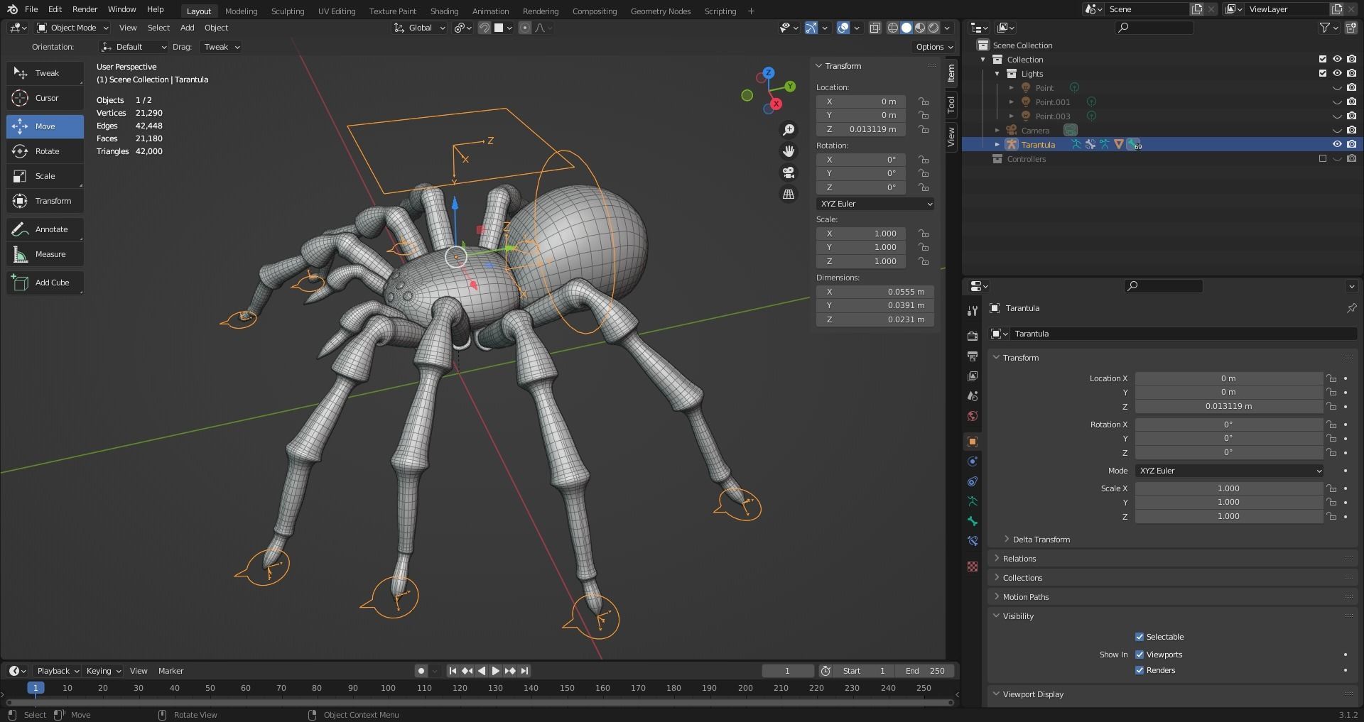 3D Spider Tarantula Rigged and Animation Low-poly 3D model_13