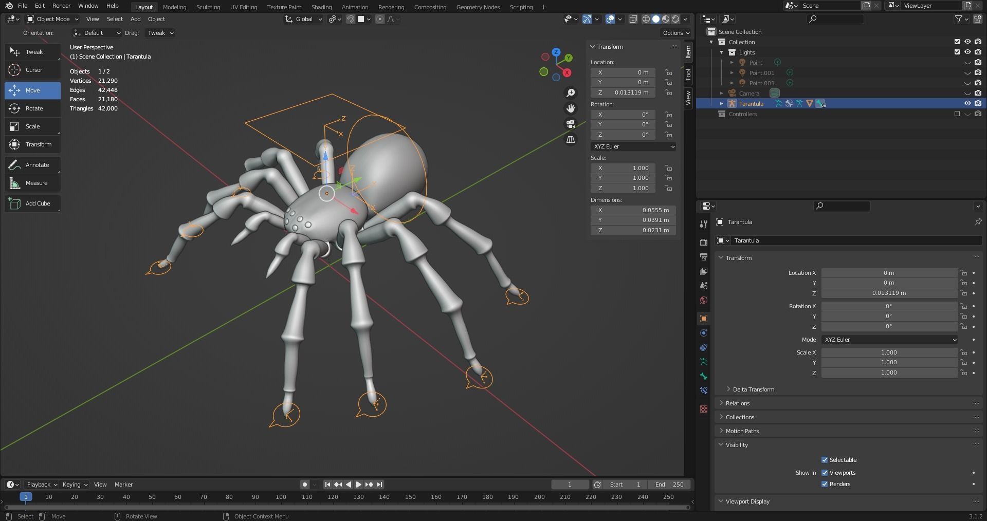 3D Spider Tarantula Rigged and Animation Low-poly 3D model_10