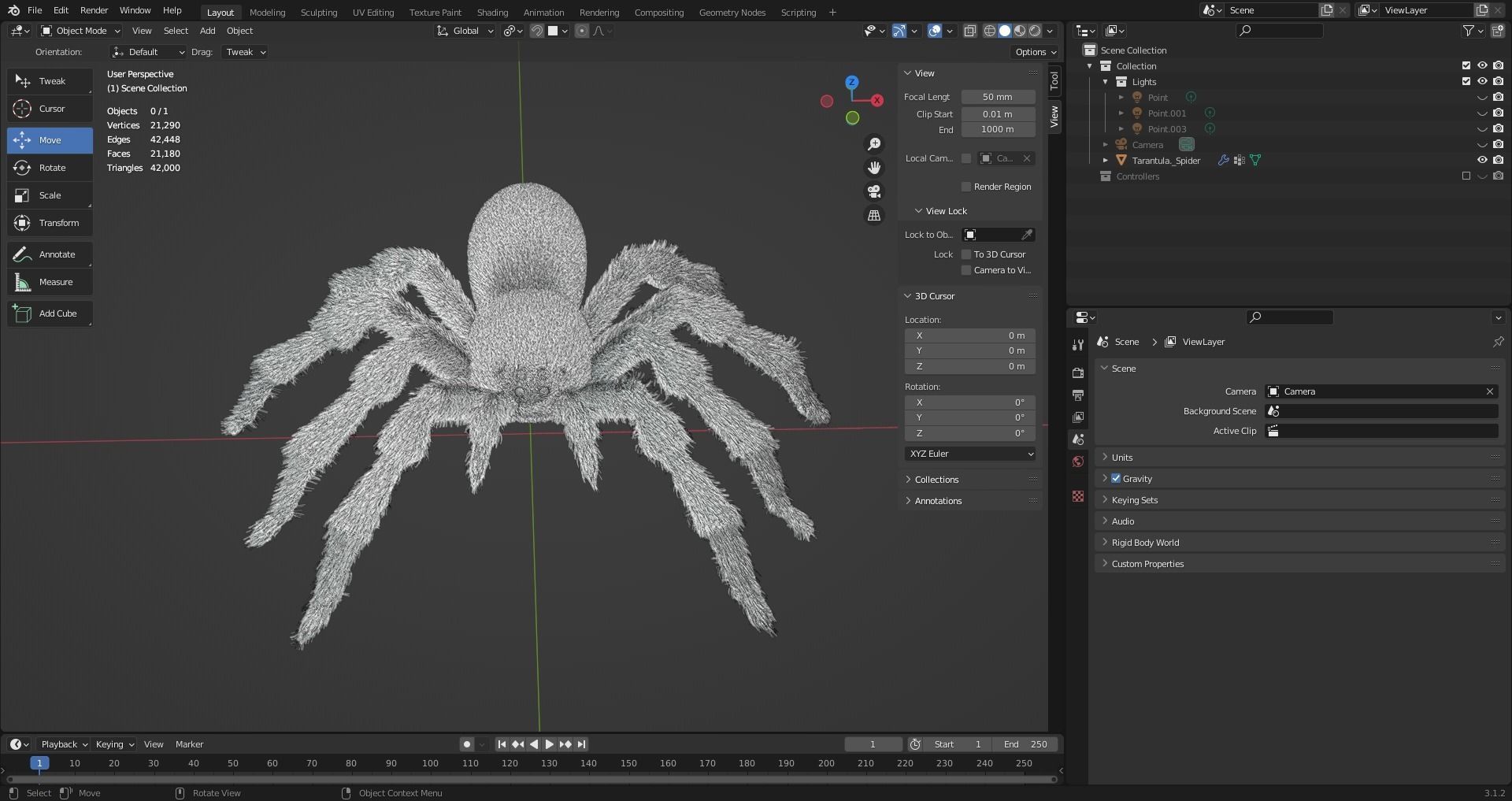 3D Spider Tarantula Rigged and Animation Low-poly 3D model_22