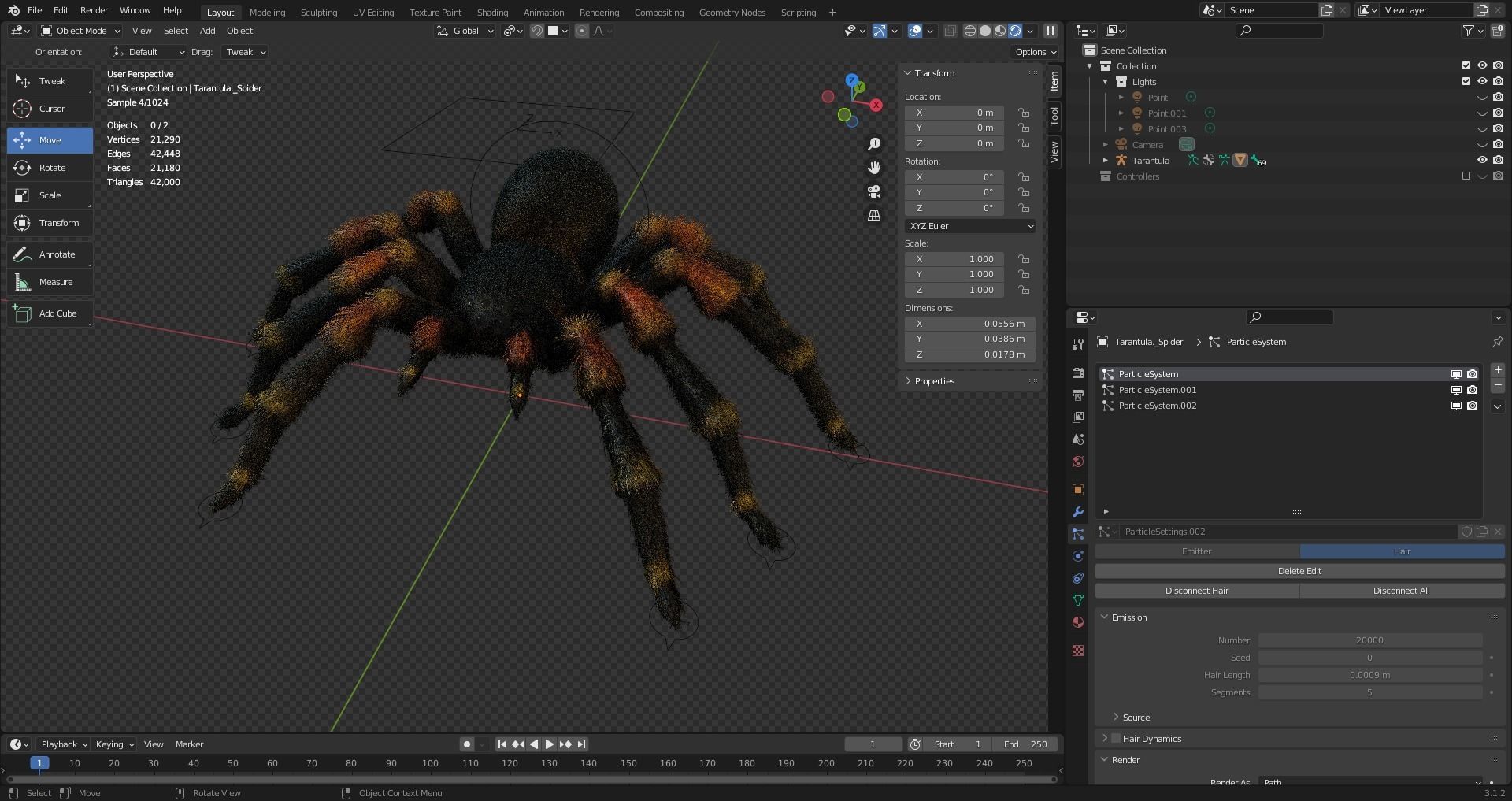 3D Spider Tarantula Rigged and Animation Low-poly 3D model_17